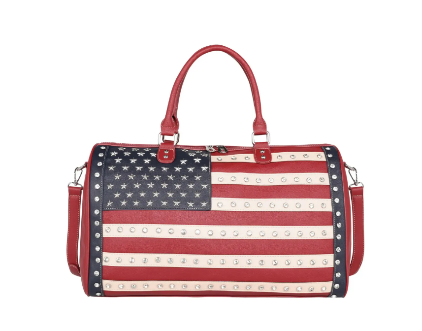 American Flag Studded Weekender Travel Duffel Bag For Women