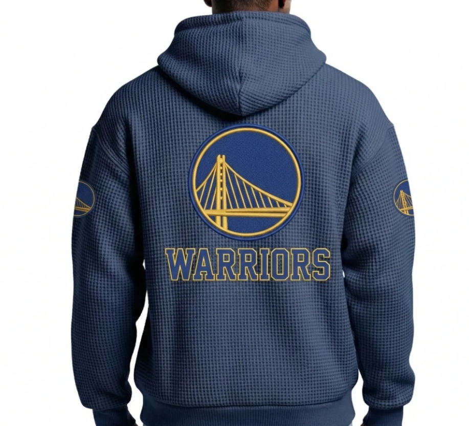 Golden State Warriors EST 1946 Printed Waffle Quarter Zip Basketball Fan Hoodie